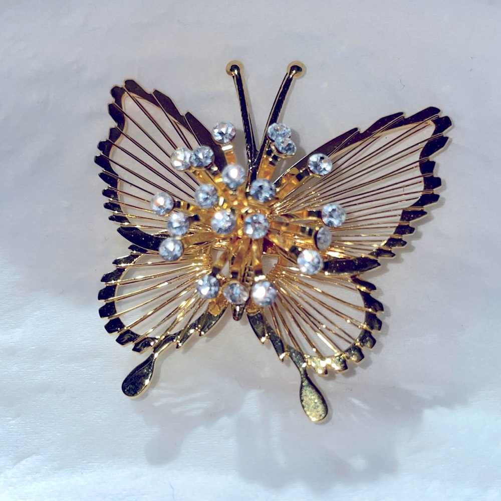 Gold tone butterfly brooch